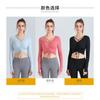 Womens High-Elastic Long Sleeve Crop Top Running Yoga Fitness Gym Tight Stretch Sports T-Shirt
