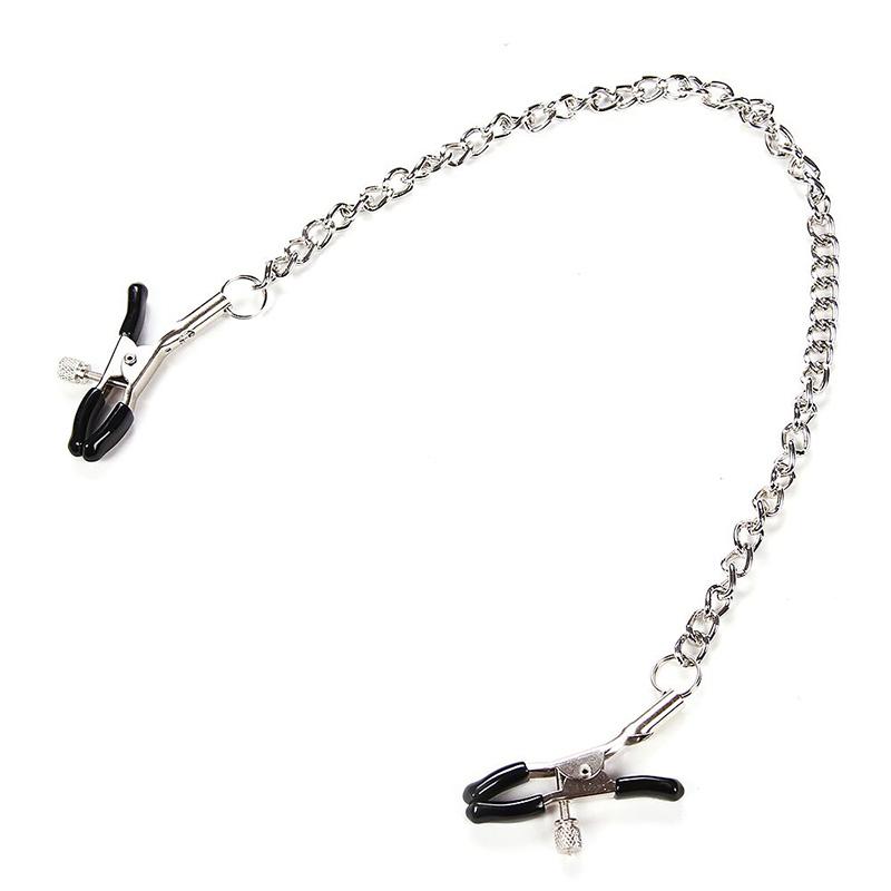 Nipple Clitoris Clamp Labia Clip,BDSM Bondage 4 Metal Clip Chained Shaking Stimulate Massage Breast Sex Toy For Women Adult Game