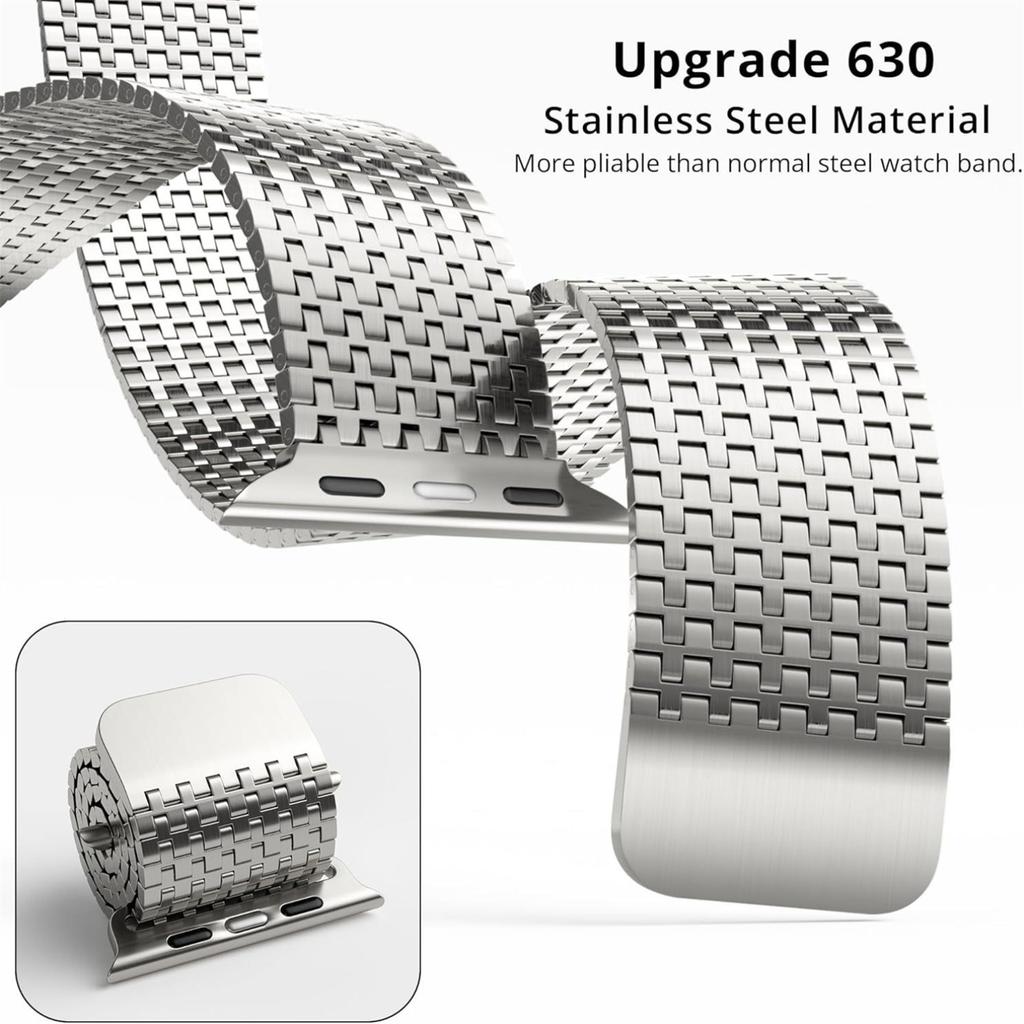 Magnetic Loop Band for Apple Watch Series 11 10 42mm / 9 8 7 41mm / SE3 SE2 SE 6 5 4 40mm / 3 2 1 38mm Stainless Steel Watch Strap Needle-Link Design
