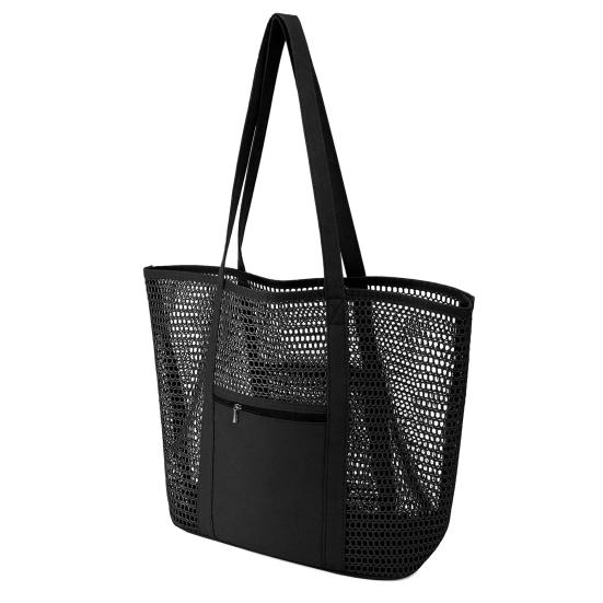 Mesh Beach Tote, Women Shoulder Bag, Sandproof Breathable Beach Bag with Zippered Pocket, Summer Travel Tote Bag for Holiday Daily Use