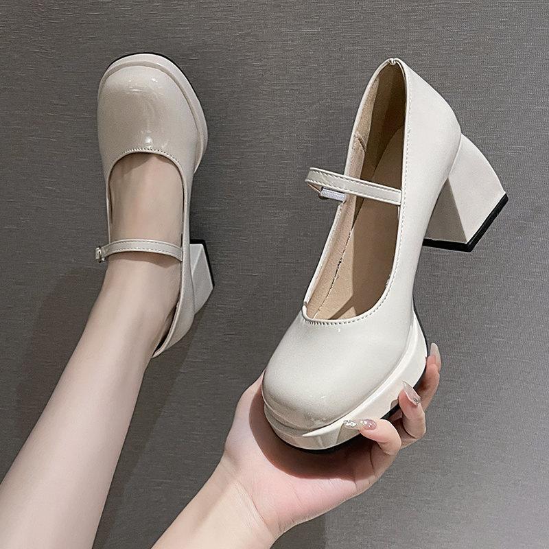Лето Осень Женские Туфли Лолита на высоком каблуке Туфли Мэри Джейн на толстой подошве — фото 4