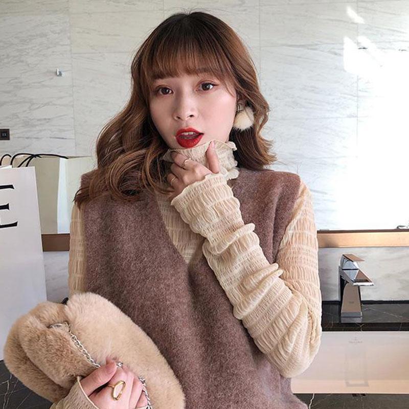 Spring and Autumn Fashion All-match Vest Women's Short Knit Waistcoat Solid Color Sleeveless Women's Sweater