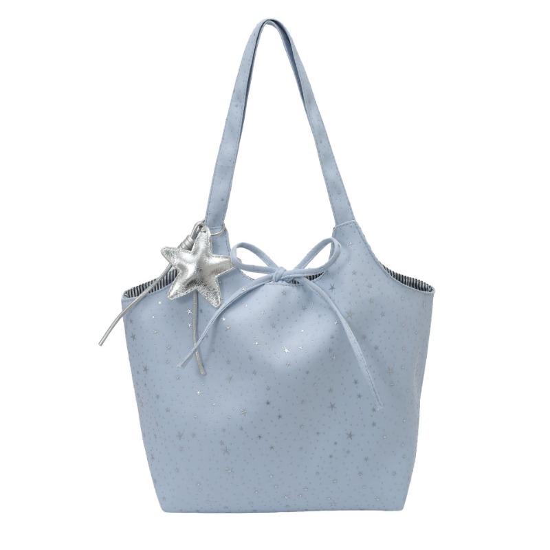 Women Large Capacity Star Print Canvas Casual Commute Single Shoulder Tote Bag