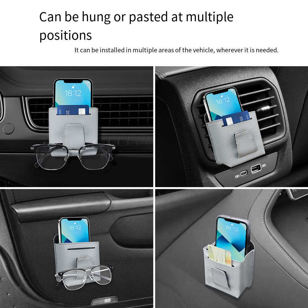 Car Air Vent Storage Holder, Car Vent Organizer, PU Leather Vent Storage Bag Pocket Car Air Vent Outlet Automotive Accessories