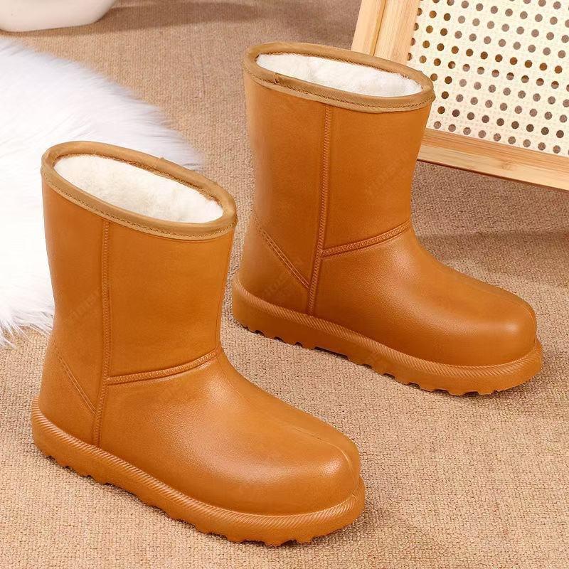 Snow winter non-slip warm waterproof boots women's rain shoes integrated boots forming car wash kitchen piled thickened cotton shoes