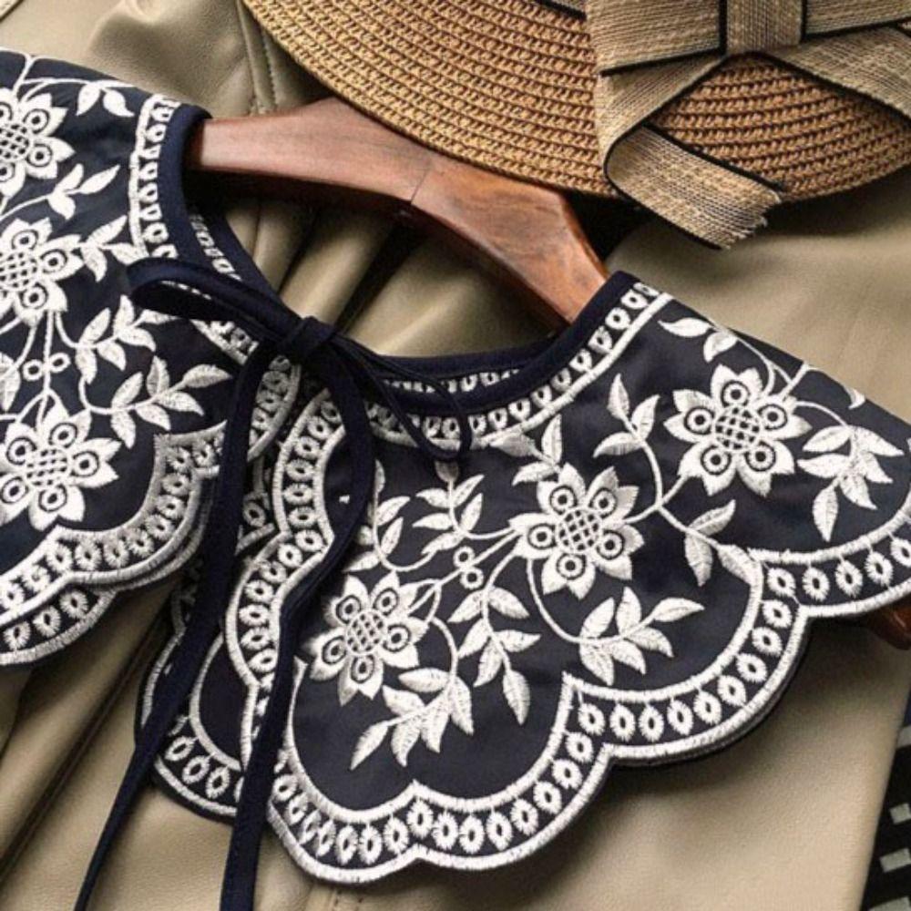 Black White Fake Collar Lace Floral Decoration Collar New False Collar For Women Girls