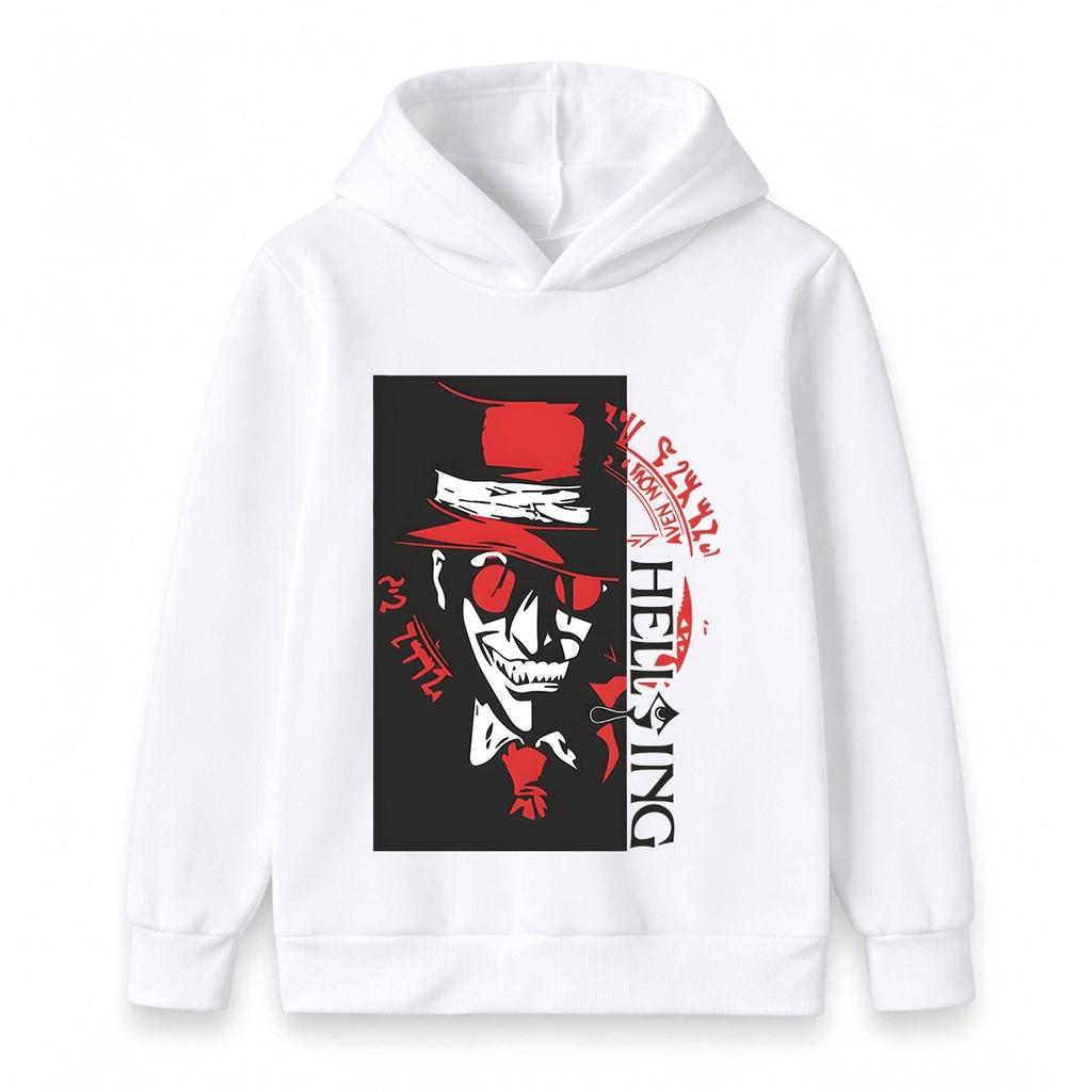 Kids Boys Girls Pullover Hoodie, Cool Cartoon Vampire Pattern Long Sleeve Casual Sweatshirt for Daily Wear