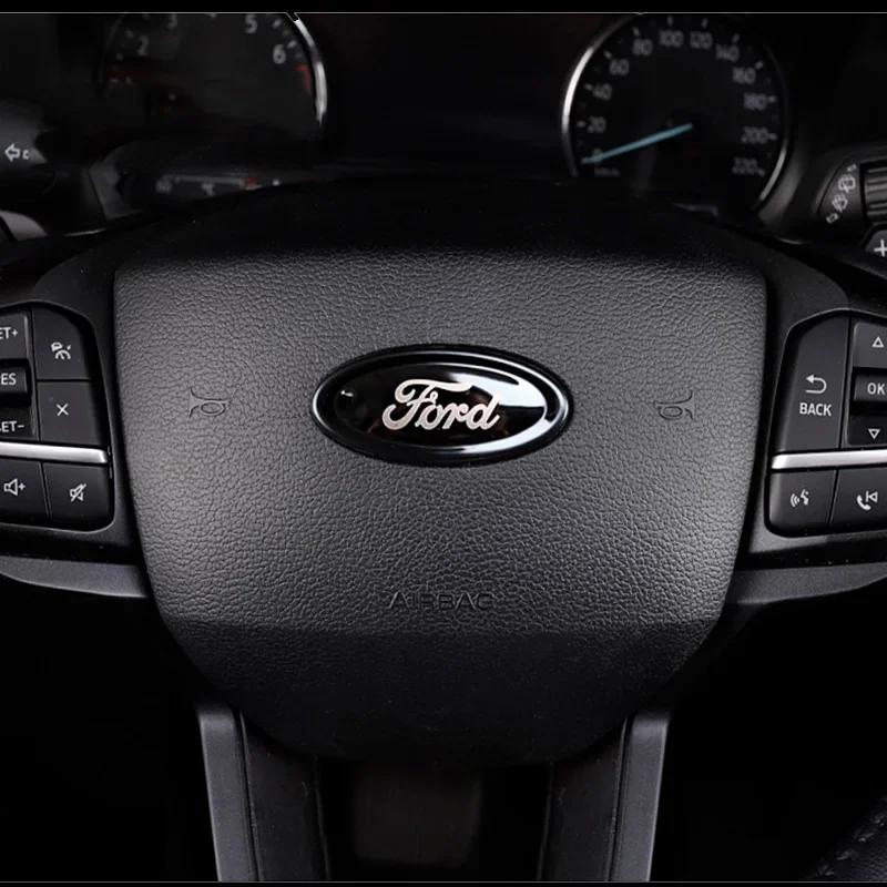 Car Sticker 3pcs Car Front Emblem Rear Logo Steering Wheel Sticker for Ford Escape Edge Taurus Exolorer Territory Focus Sedan Es
