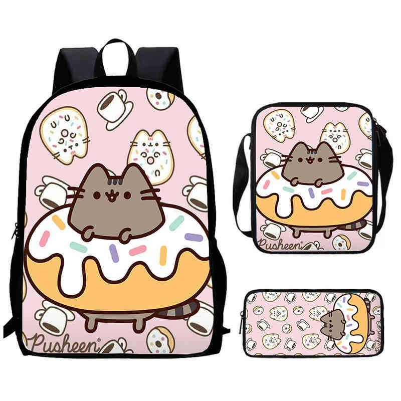 Pusheen Cat Kids Backpack Oxford Fabric Breathable Durable Lightweight School Bag For Elementary Students