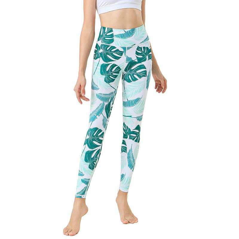 Spring and summer new yoga pants women's quick-drying hip-lifting printed dance fitness pants sports leggings