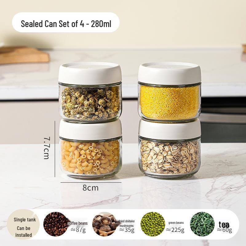 Sealed Glass Food Storage Jars, 4-Pack