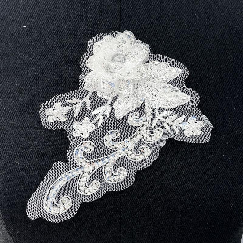 Stage Performance Costume Accessories White Three-Dimensional Sequins Embroidery Lace Diy Accessories Flower Decals