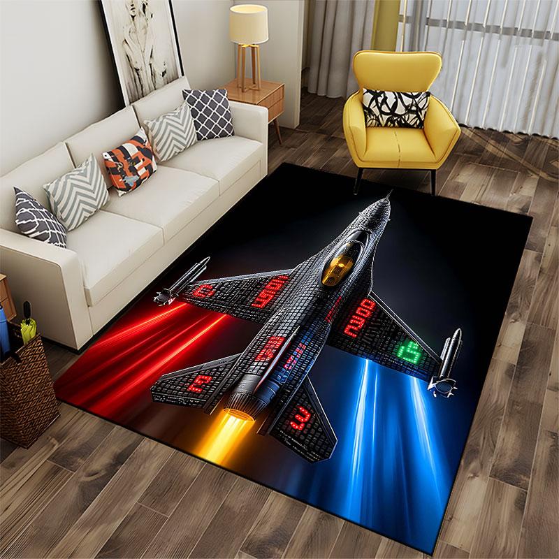 Futuristic Jet Design Carpet suitable as a non-slip mat for the living room or bedroom sofa