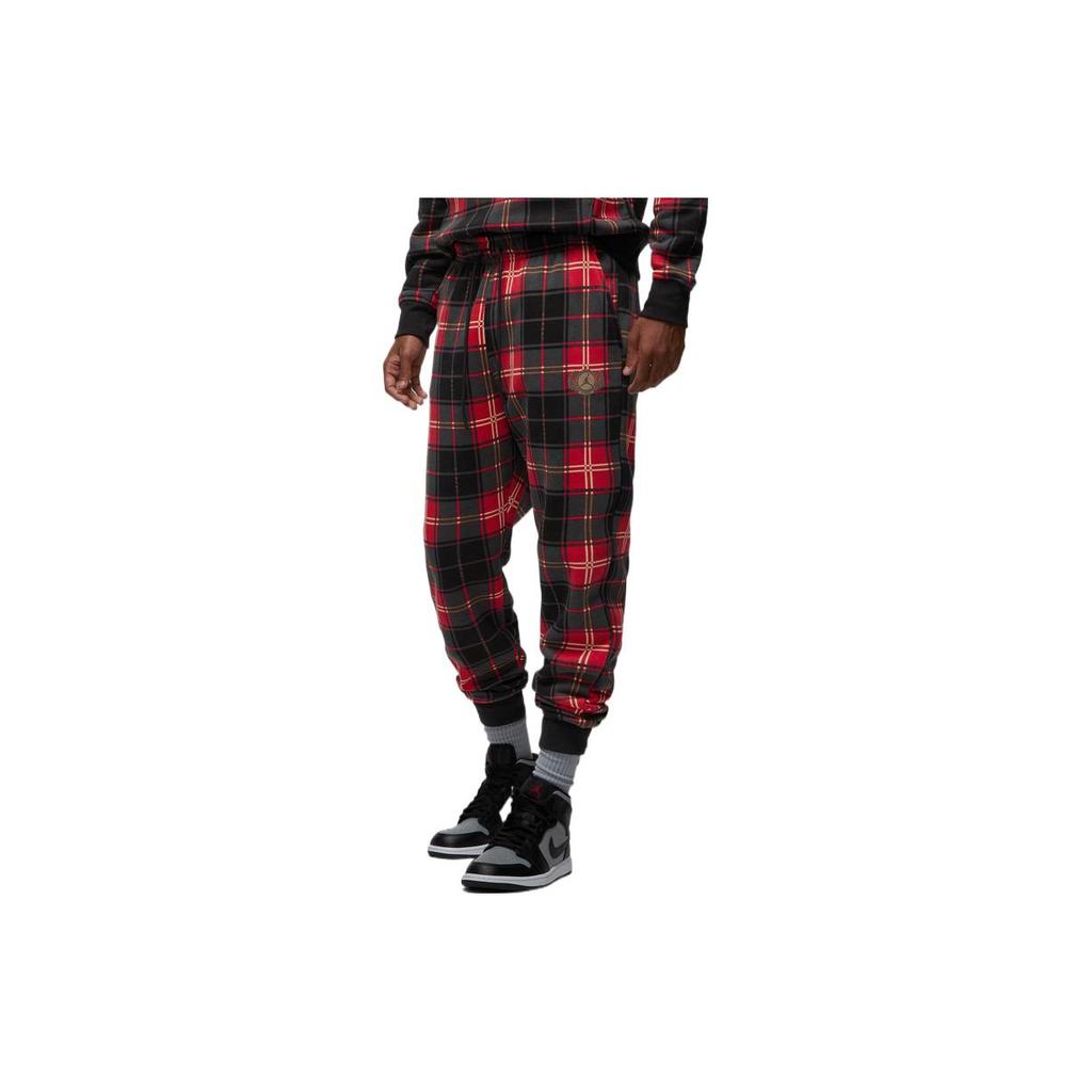 Jordan Logo Print Plaid Fleece Casual Pants Men Bottoms Multicolor DV9389-612
