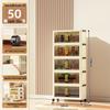 40-60cm Wide Transparent Foldable Double Door Floor Storage Cabinet with Multiple Layers