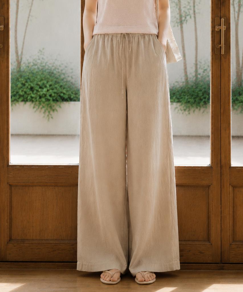 Ppaeppae Summer Light String Banding Daily Wide Pants 4 Colors