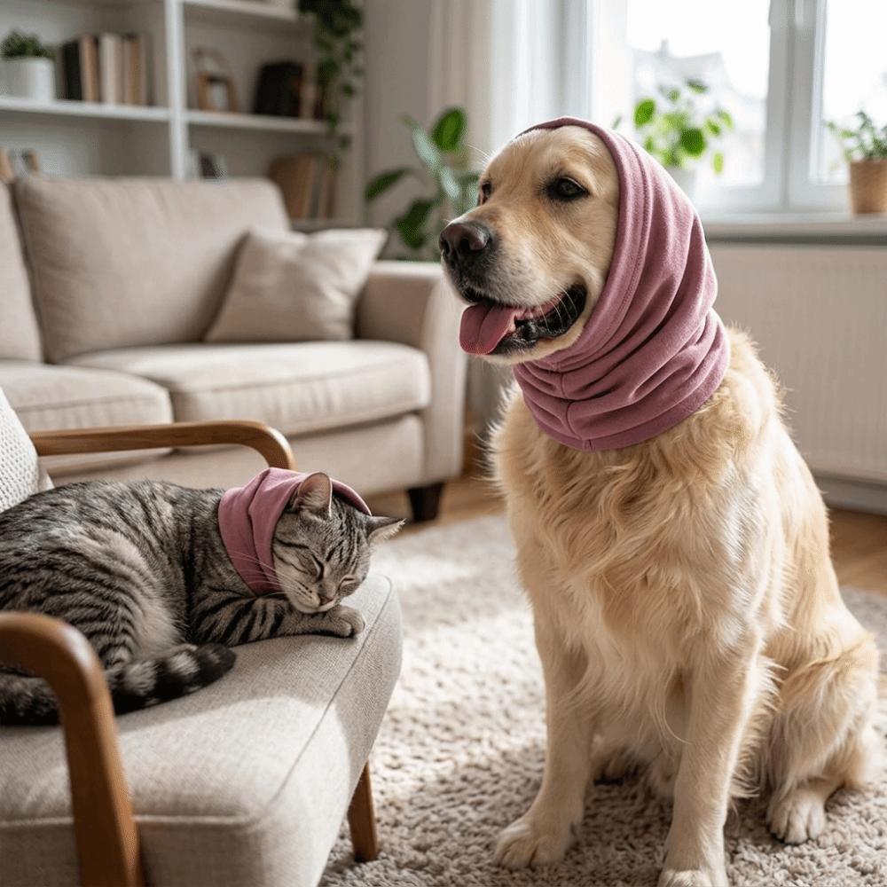 Solid Pink Dog Ear Hood High Stretch Noise Block Earmuffs Light Weight Cat Ear Wrap  Car Travel
