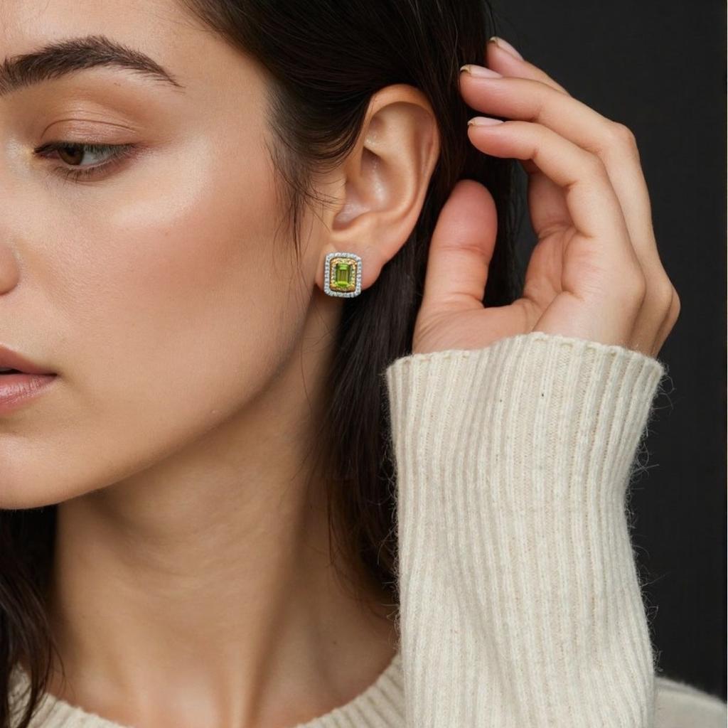 Niche High-End Sense S925 Sterling Silver Natural Gemstone Colored Treasure Stud Earrings Color Separation Does Not Fade Jewelry