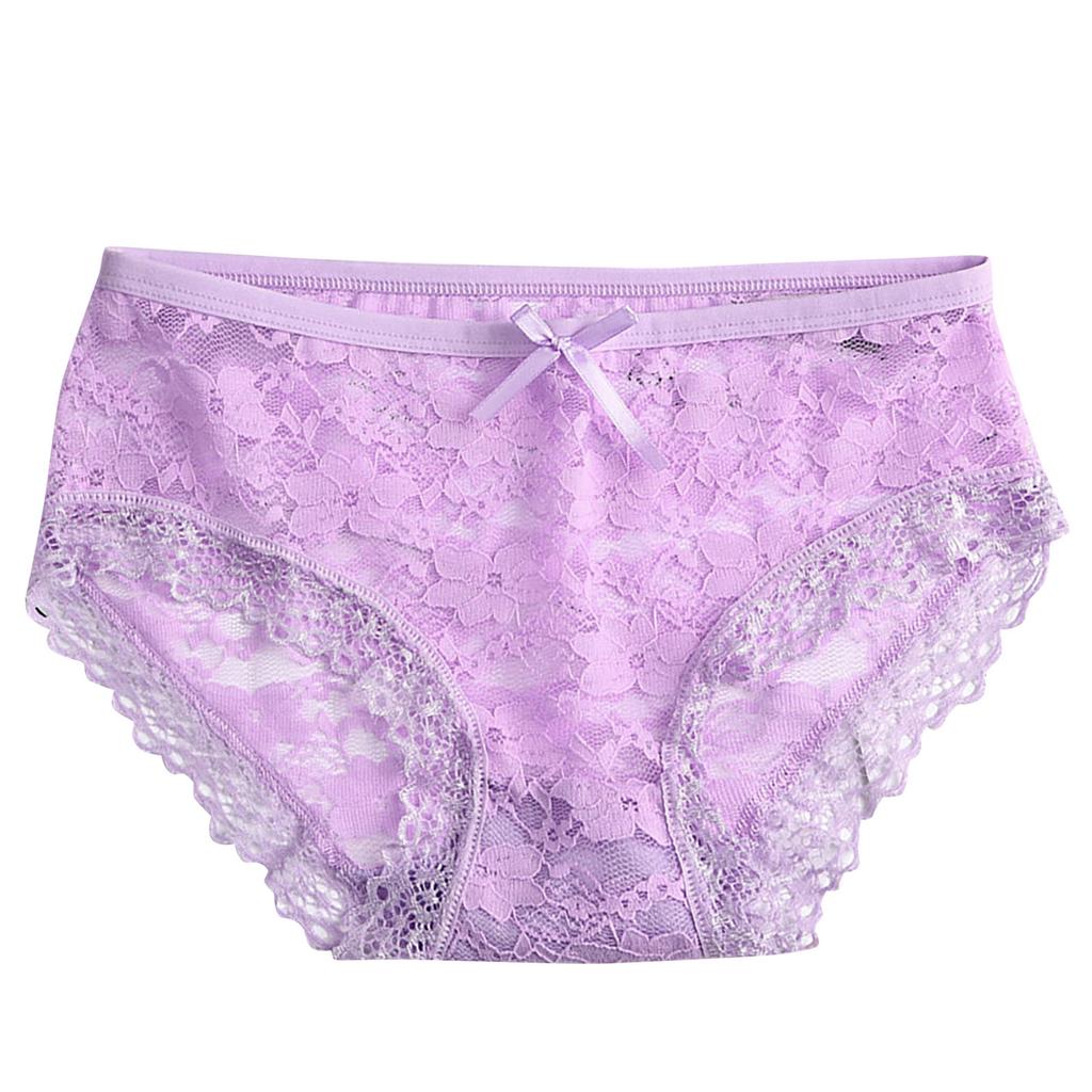 Ladies Sexy Underwear Lace Breathable Briefs Panties Breathable Lace Trim Mesh Briefs