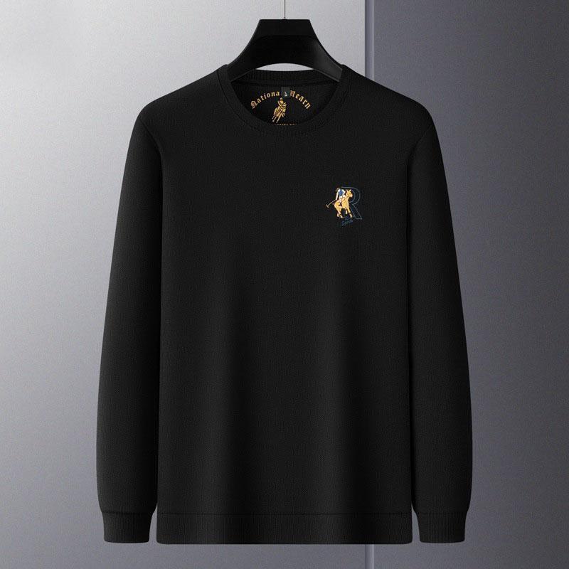 Новый универсальный повседневный деловой свитер на весну и осень для мужчин с воротником-стойкой и длинными рукавами, повседневный свитер с капюшоном из жаккардовой вязки M чёрный