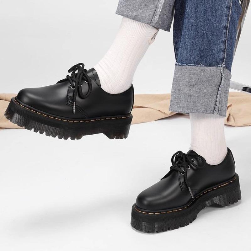 

Британский стиль Роскошный бренд обуви Толстая подошва Натуральная кожа Оксфорды На шнуровке Подошва из говяжьей жилы Рабочая обувь на платформе 35 чёрный