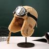 Unisex Winter Warm Fleece-Lined Aviator Hat With Ear Protection Short Brim Foldable Beanie Cold Weather