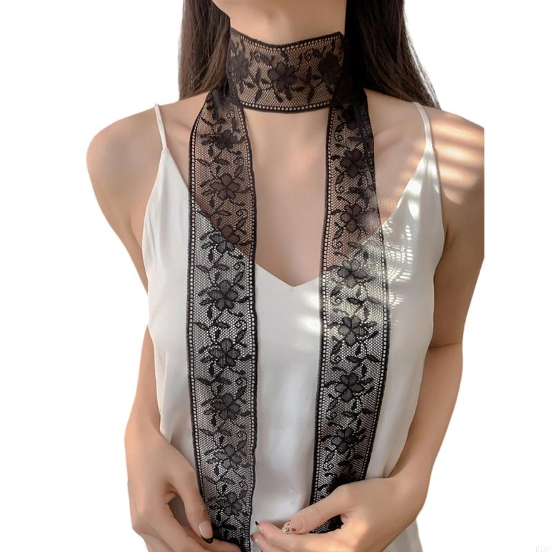 E15F Fashionable Lace Wrap Evening Party Scarves Daily Commute Soft Neckerchief for Fashionable Women