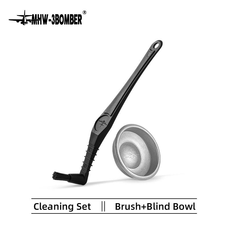 MHW-3BOMBER Coffee Machine Stainless Steel Cleaning Powder Bowl and Brush Cleaning Set Professional Home Barista Accessories