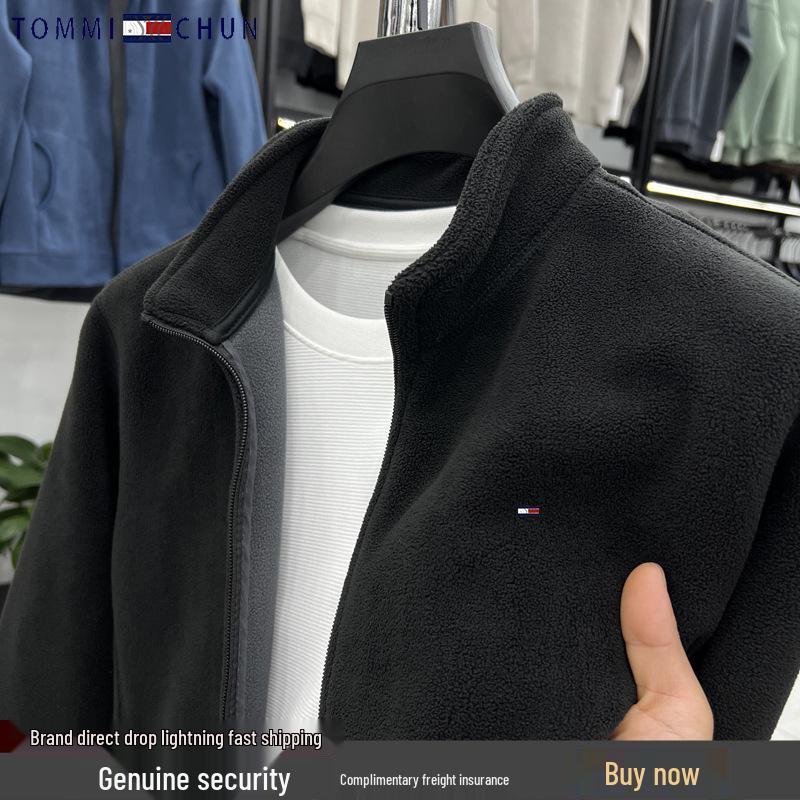 Tommy Polar Fleece Double-Sided Velvet Warm Casual Jacket for Men