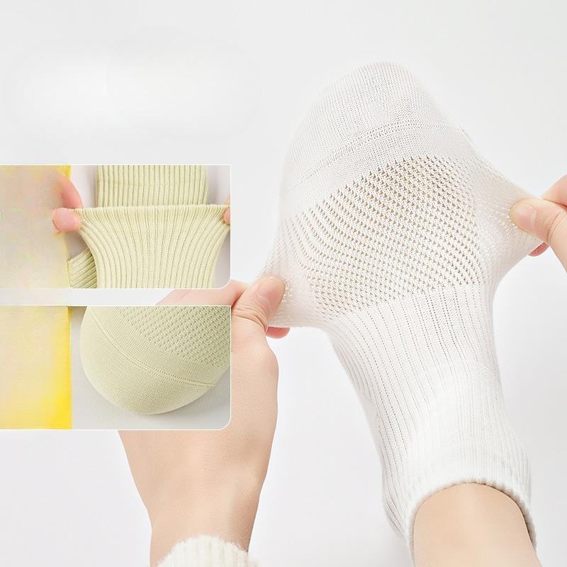 Spring and Summer Pure Cotton Mid-calf Socks for Women, Mesh Breathable, Thin, Antibacterial and Deodorizing Sports Cotton Socks
