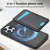 For iPhone 15 Pro Max Case Compatible with MagSafe Detachable Card Holder Kickstand Leather Phone Back Cover