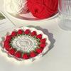 Cute Crochet Coasters Flower Potted Plant Hand-knitted Crochet Cup Mat Rose Flower Coaster for Home Decor Housewarming Gift