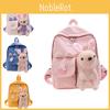 Adorable Cartoon Rabbit Nylon Backpack For Toddlers Waterproof School Bag