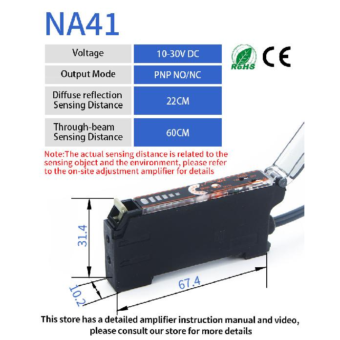 GTRIC Fiber Optic Sensor Amplifier High Precision 10-30V DC 3-wire NPN PNP NA11 Digital Display Optical Photoelectric Switch