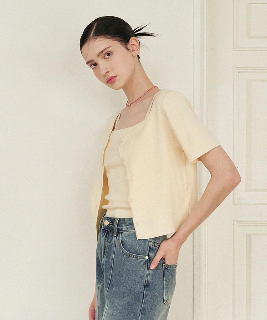 Micane Alyssa Crop Cardigan-Sleeveless Set