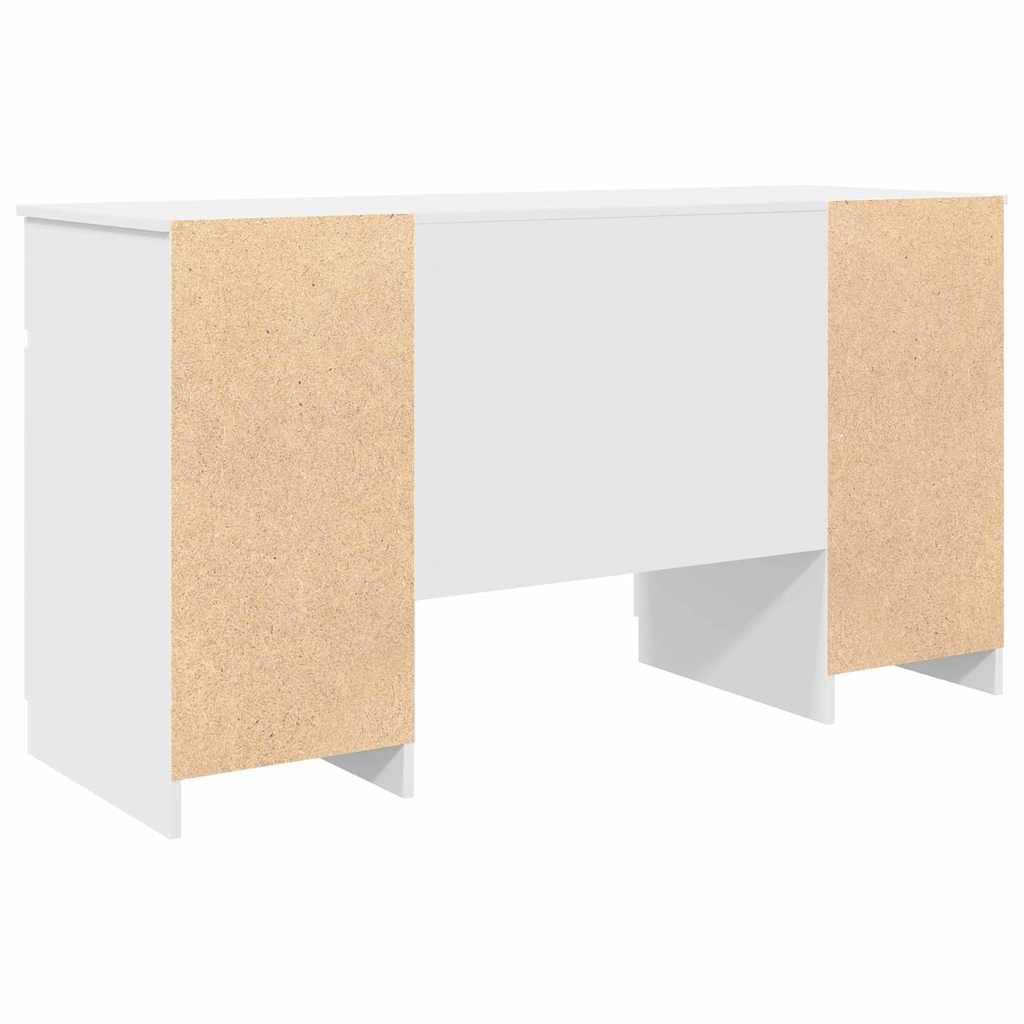 Scrivania Bianca con Cassetti 140 x 49 x 76 cm Truciolato