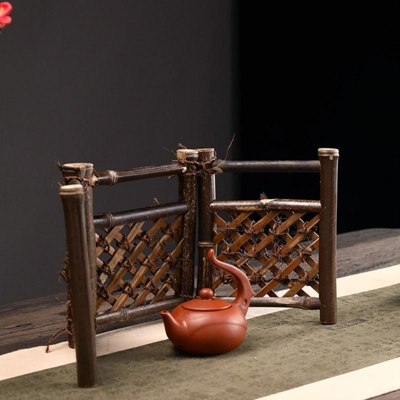 Bamboos Fairys Garden Fence Miniature Fairys Garden Accessories Wooden Decorative Picket Fence for Dollhouses Accessories