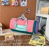 Dopamine Color Block Travel Bag - Unisex, Nylon, Foldable, Large Capacity, Handheld, Shoulder/Crossbody, Fitness Luggage