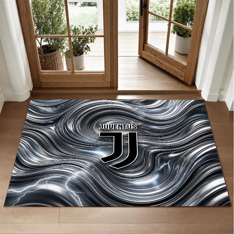 Juventus FC Design Crystal Velvet Rug Soft Decorative Mat for Bedroom Entrance