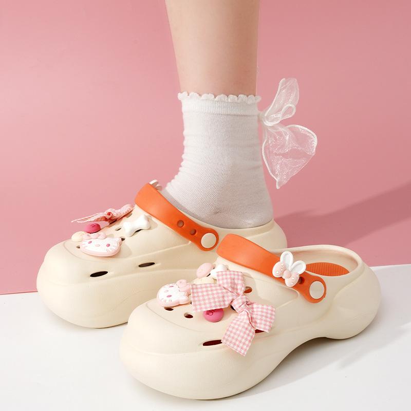 women wear new thick-soled cute cartoon stepping on shit feeling home wear seaside beach shoes cool slippers women