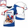Französisches Flag Football T-Shirt für Herren 3D-Druck Hahn Rundhals-T-Shirts Benutzerdefinierter Name Streetwear Sommer Mode Trend Tee