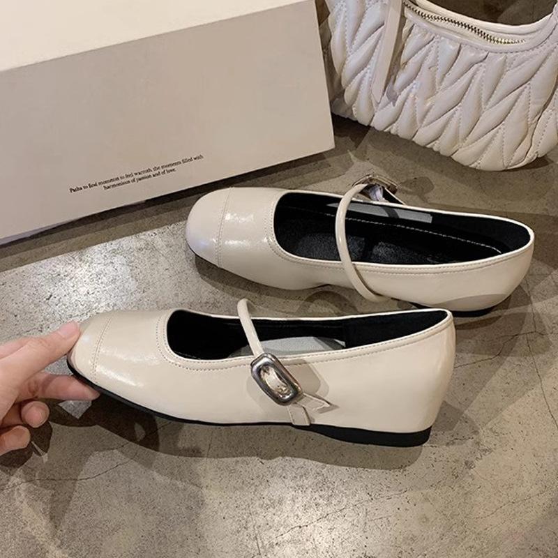 New Summer Round Toe Light Mouth Silver Small Leather Shoes Flat Sole Heightened Soft Sole Mary Jane Single Shoes for Women