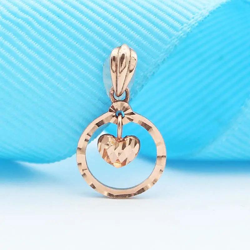 Rose Gold-Plated Purple Gold Personalized Temperament Design Shiny Heart-Shaped Colored Gold Pendant Necklace
