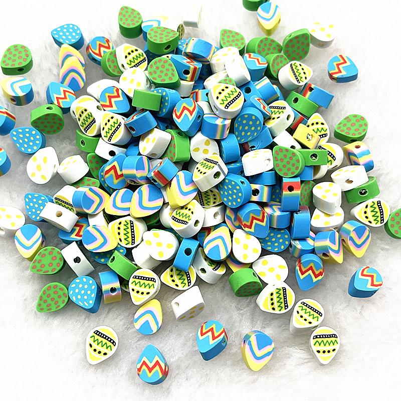 30pcs 10mm Heart Shape Love Beads Polymer Clay Beads Spacer Loose Beads for Jewelry Making DIY Bracelet Earring