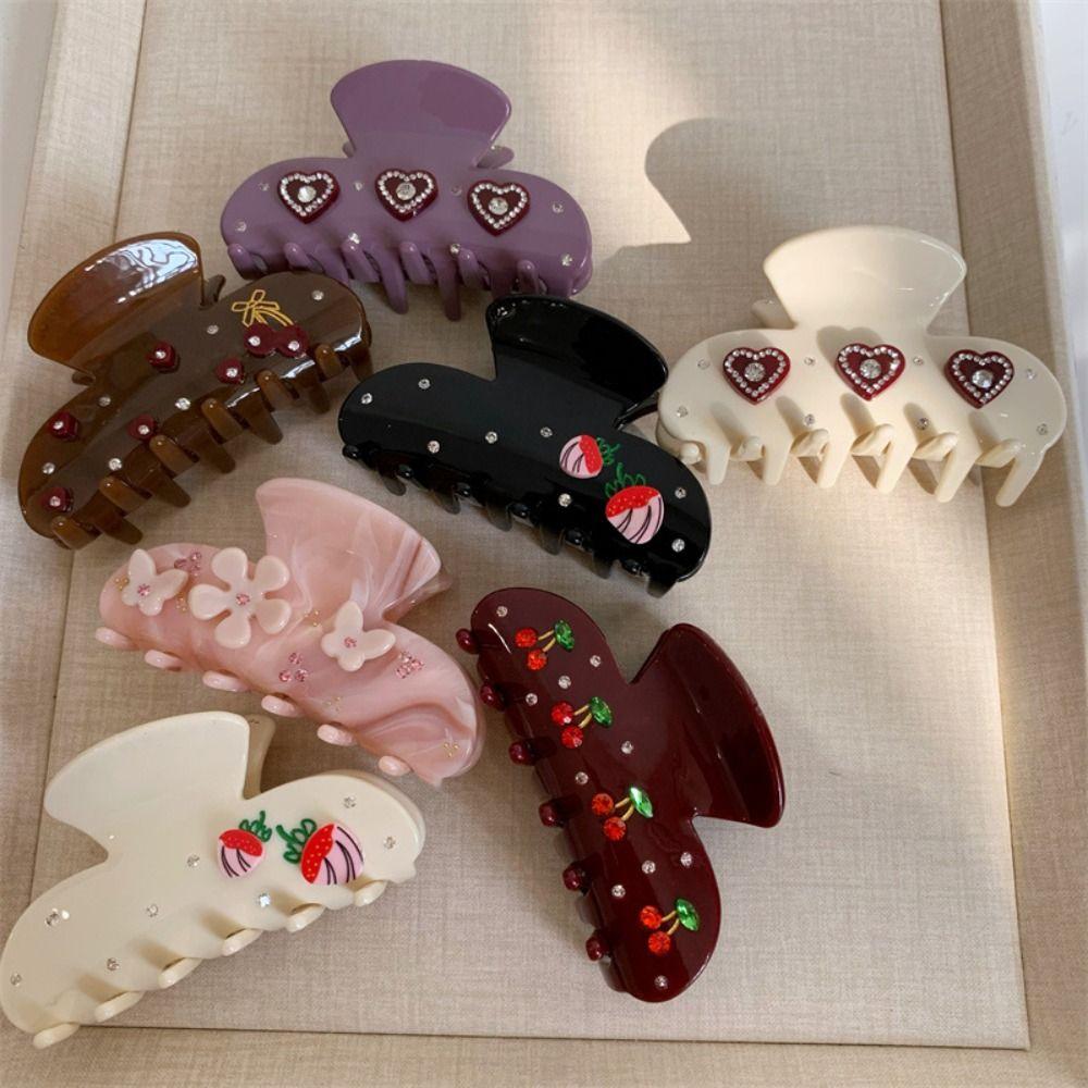 Fashion Acetate Hair Gripper Fashion Headdress Hair Accessories Shark Hair Claw Flower Heart Series Hair Grasp Travel