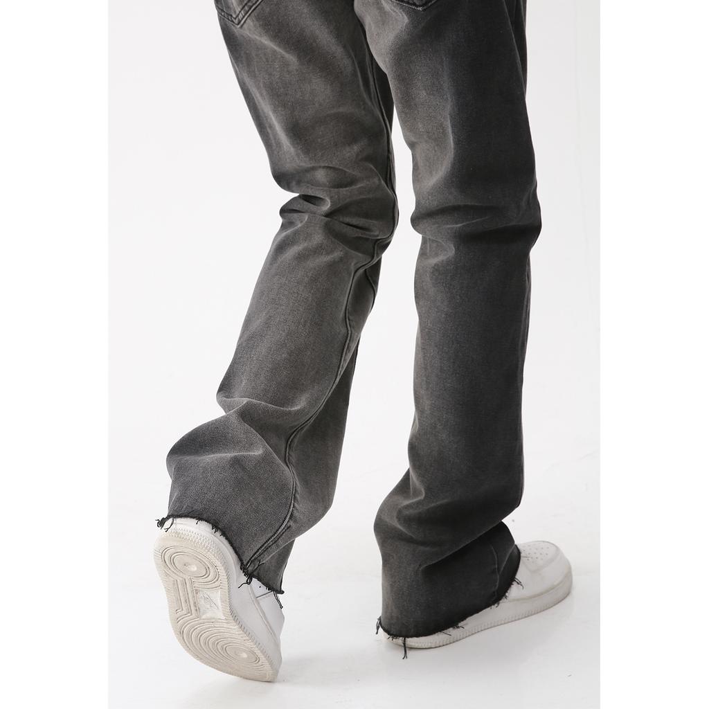 Men's Spring New Product Men's Gradient Slightly Ragged Denim Pants with Elastic Back Waist