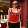 American Street Style Retro Letter Print Low-Cut Racerback Tank Top, Fashionable and Versatile Short Top for Hot Girls