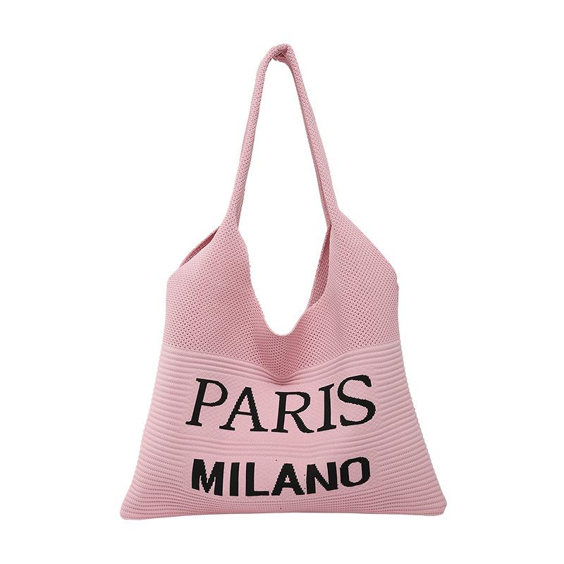 Nová flow pletená taška s písmenem retro móda tote taška korejská deska univerzální velkokapacitní nákupní taška taška přes rameno dámská