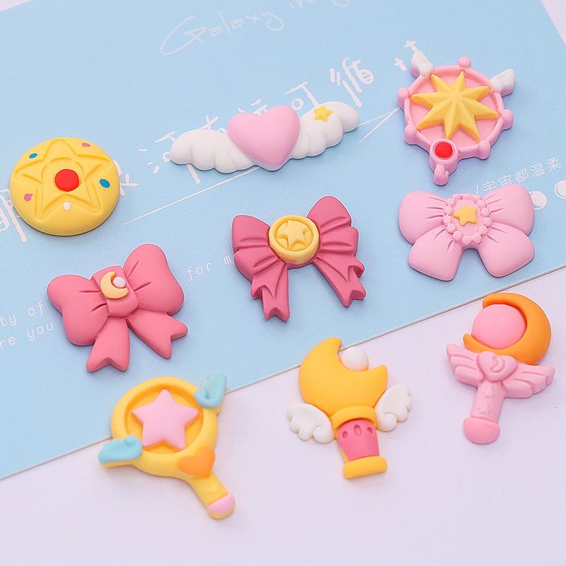 10Pcs New Cute Kawaii Mini Cartoon Magic Wand Flat Back Resin Cabochons Scrapbook Diy Wedding Hairpin Accessories Craft A125