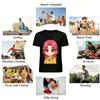 Trendy Pink-haired Cartoon Character Print Casual Top Unisex Loose Fit Daily Commute Long-sleeve T-shirt Pure Cotton T-shirt